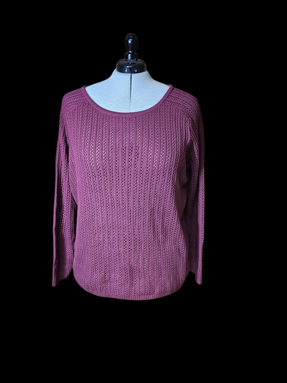 Lane Bryant Open-Knit Scoop Neck Sweater - Maroon
